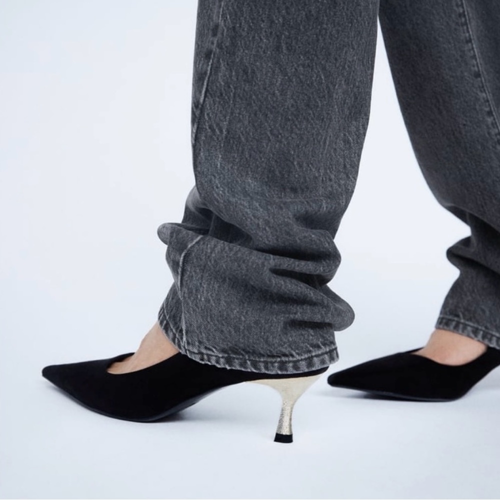 Zara metallic kitten heel